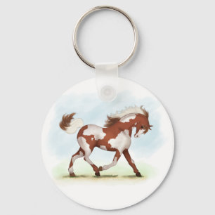 Chestnut Overo Skewbald Horse Keychain