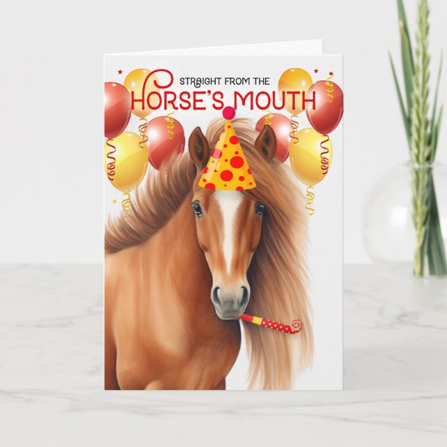 Chestnut Red Mane Horse Funny Birthday Card (Front)