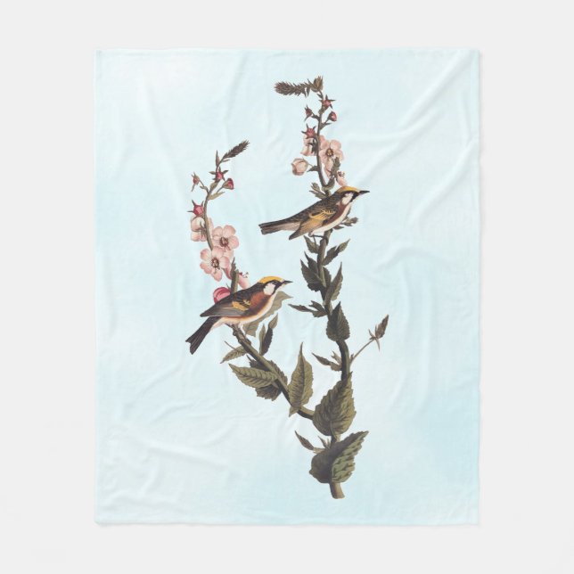 Chestnut-Sided Warbler Audubon Bird on Wildflower Fleece Blanket (Front)