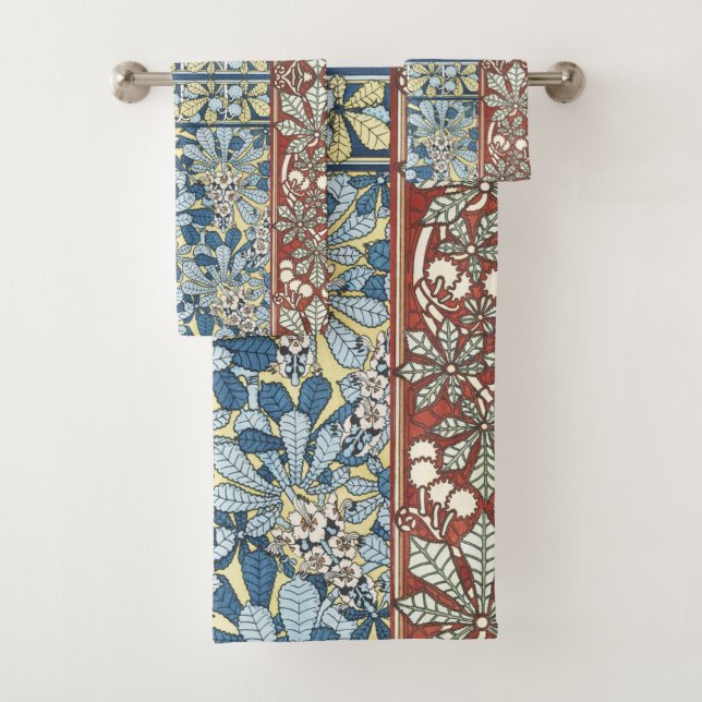 Chestnut Tree,Leaves,Botanical Art Nouveau Bath Towel Set (Insitu)