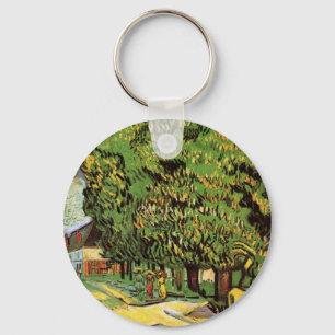 Chestnut Trees in Blossom by Vincent van Gogh Keychain