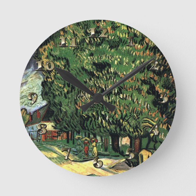 Chestnut Trees in Blossom - Gogh Round Clock (Front)