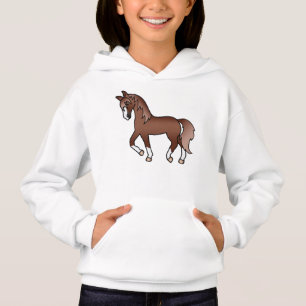 Chestnut Trotting Horse Cute Cartoon Illustration