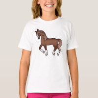 Chestnut Trotting Horse Cute Cartoon Illustration