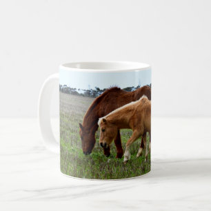Chestnut Winter Woolly Horses, Coffee Mug