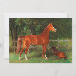 Chestnut with Foal in the Meadow Hans Haag