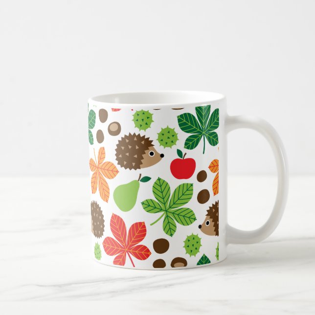 Chestnuts & Hedgehog Seamless Pattern Coffee Mug (Right)