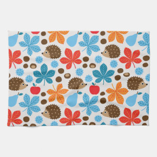 Chestnuts & Hedgehog Seamless Pattern Kitchen Towel