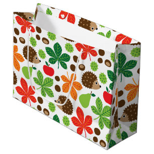 Chestnuts & Hedgehog Seamless Pattern Large Gift Bag
