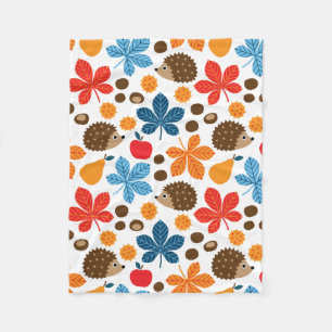 Chestnuts & Hedgehog seamless pattern (ver.10) Fleece Blanket