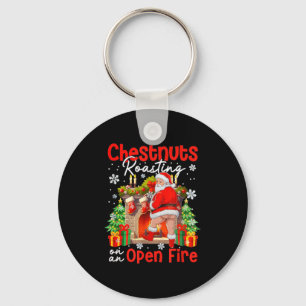 Chestnuts Roasting On An Open Fire Funny Santa Keychain