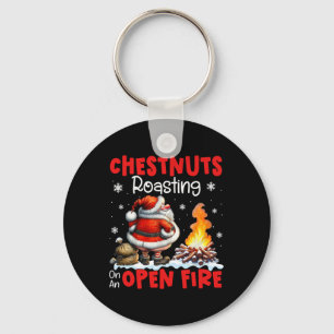 Chestnuts Roasting On Open Fire Funny Rude Santa C Keychain