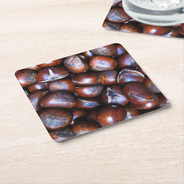 Chestnuts Square Paper Coaster (Angled)