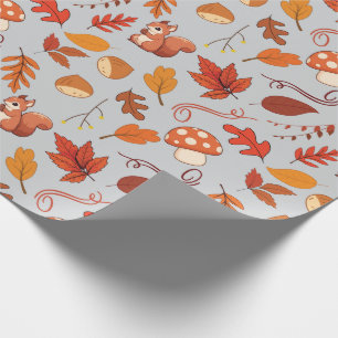 Chestnuts, Squirrel Seamless Autumn Wrapping Paper