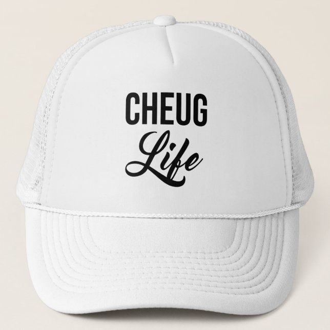 Cheug Life Funny Cheugy Millennial Trucker Hat (Front)