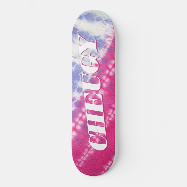 Cheugy Pink Blue Tie Dye Skateboard (Front)