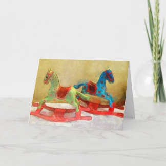 Cheval à roche, Enfants, Jouet, Carte de Noël, Art