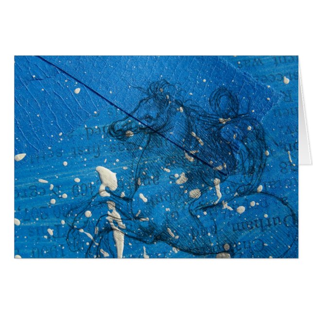 Cheval abstrait de Leonardo da Vinci sur le bleu (Devant horizontal)