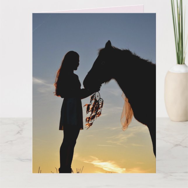 CHEVAL AMOUREUX SURTAILLÉE CARTE D'ANNIVERSAIRE PO (Devant)