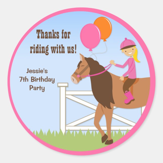 Cheval Anniversaire Fête Favoriser Stickers (Devant)