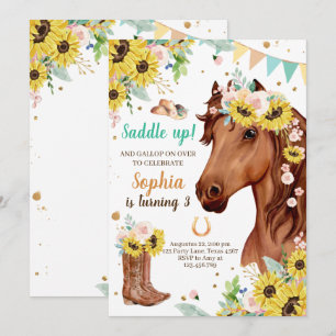 Cheval Anniversaire Invitation fille fille fille T