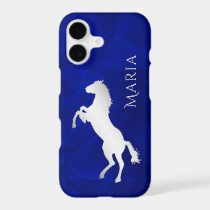 Cheval argenté bleu vif
