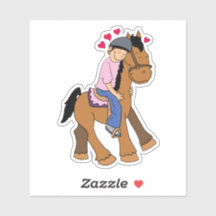 Cheval avec Coeurs Pink Rider Sticker