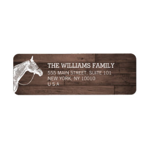 Cheval blanc Bois Brown rustique Adresse de retour