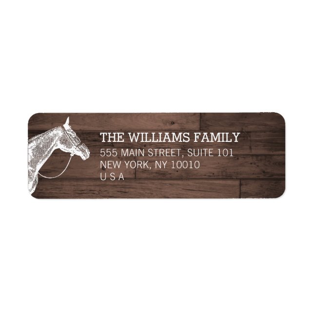 Cheval blanc Bois Brown rustique Adresse de retour (Devant)