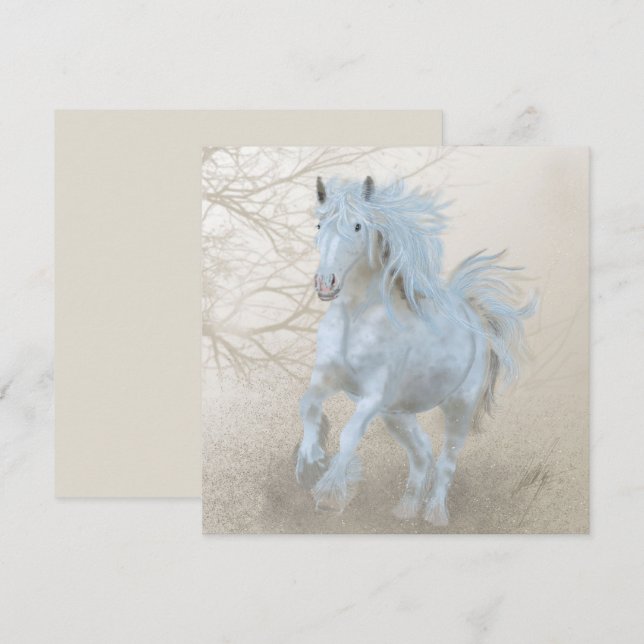 Cheval Blanc - Carte de voeux (Devant / Derrière)