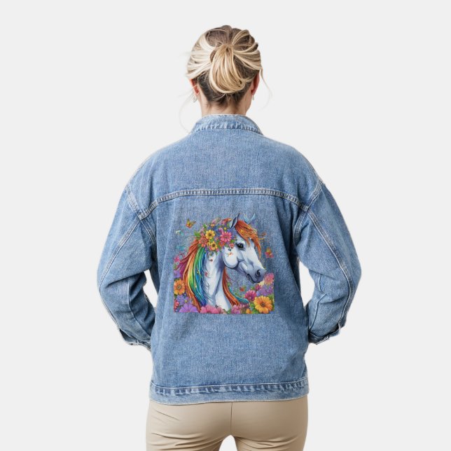 Cheval Blanc Floral Whimsical Joli Coloré (Modèle)