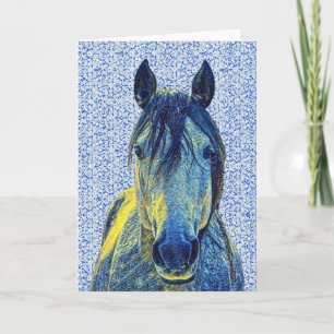 Cheval bleu Artsy sur carte Art Note Motif 1