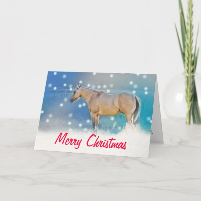 Cheval (bleu) ~ Carte de Noël (Devant)