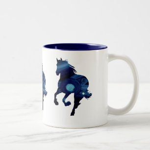 Cheval bleu Mug à deux tons