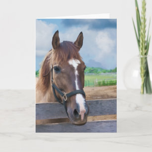 Cheval Brown avec Bridle Note ou Carte de voeux