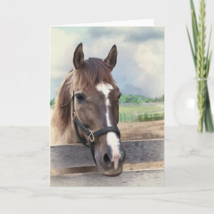 Cheval Brown avec Bridle Note ou Carte de voeux