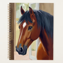 Cheval Brun Aquarelle Animal Pays Grange