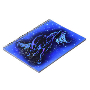 Cheval Carnet Bleu Courir À La Nuit étoilée