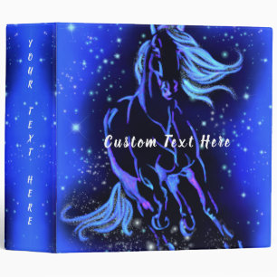 Cheval Classeur Bleu Courant Dans La Nuit Lumière