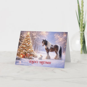 Cheval Clydesdale de Noël Carte de vœux de l'arbre
