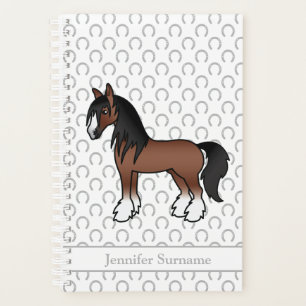 Cheval Clydesdale Gypsy Vanner Brun & Texte Person