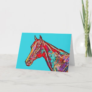 Cheval coloré sur la carte de note Aqua