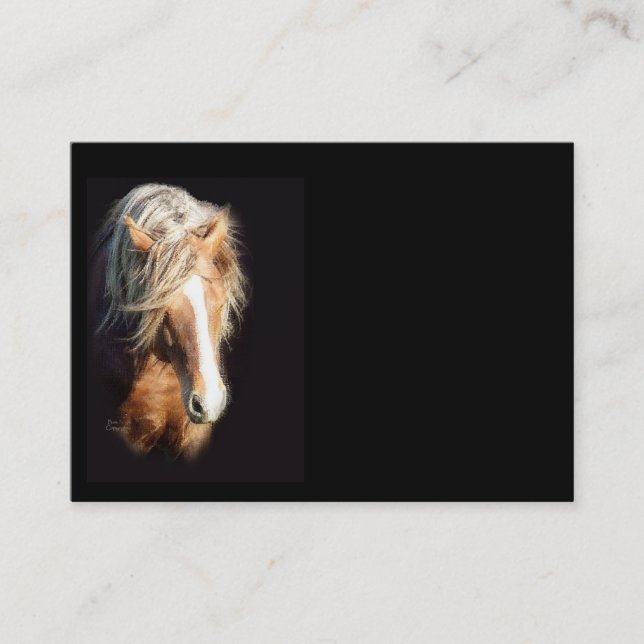 Cheval contre le carte de visite noir (Devant)