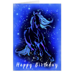 Cheval Courant À La Carte De Nuit Bleue Bleu Lune