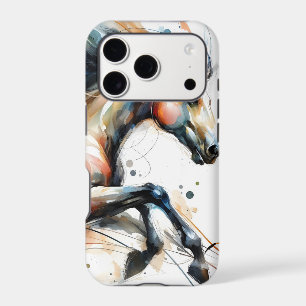 Cheval courant à l'aquarelle abstraite