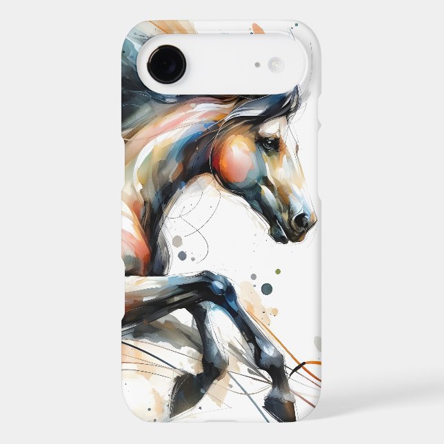 Cheval courant à l'aquarelle abstraite (Verso)