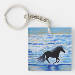 Cheval courir libre par la peinture de mer