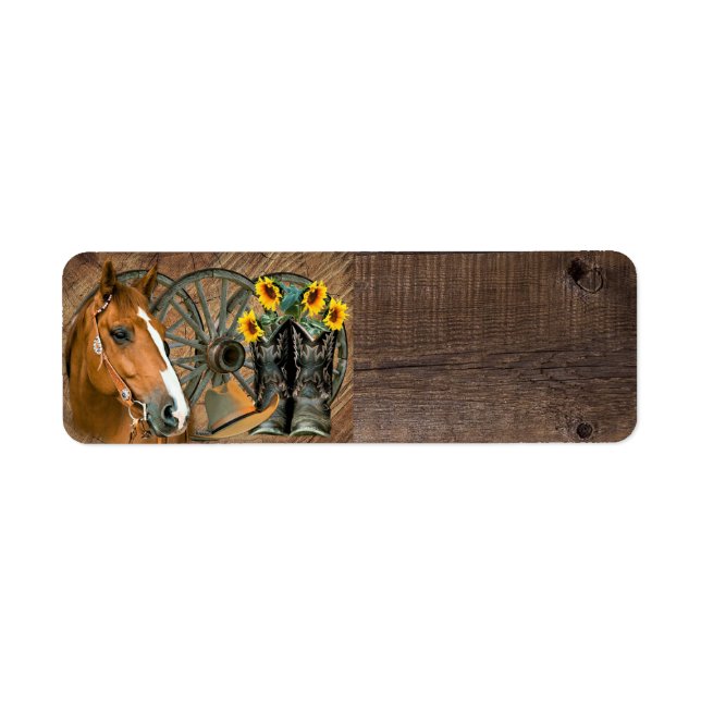 Cheval Cowboy Boots Wagon Wheels Sunflowers Wester (Devant)