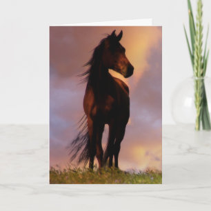 Cheval dans la carte d'anniversaire de coucher du