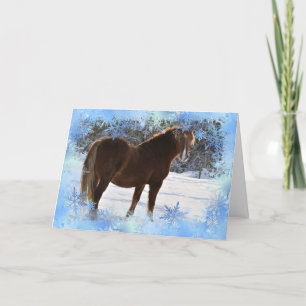 Cheval dans la neige Carte Noël